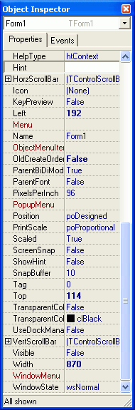   (TForm)  Object Inspector -  II